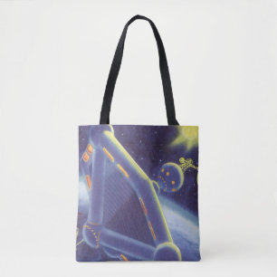 Vintage-Science-Fiction-Weltraumstation auf Umlauf