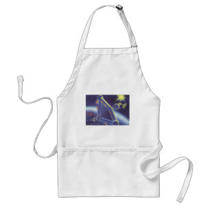 Vintage-Science-Fiction-Weltraumstation auf Umlauf Schürze