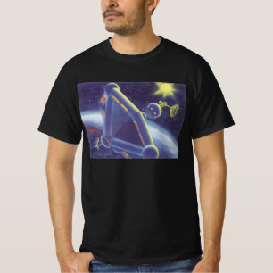 Vintage-Science-Fiction-Weltraumstation auf Umlauf T-Shirt
