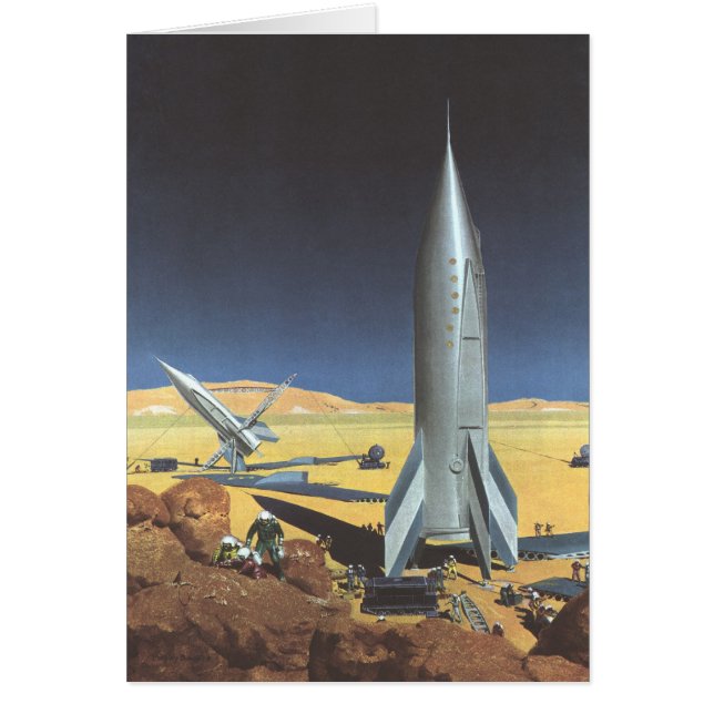 Vintage Science Fiction Wüstenplanet mit Raketen (Vorne)