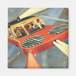 Vintage-Science-Fiction-Zukunfts-Flugauto Magnet