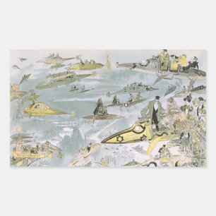 Vintage Science-Fiction-Zukunftsautos, Taxidroschk Rechteckiger Aufkleber