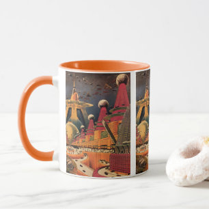 Vintage-Science-Fiction-Zukunftsstadt-Flugauto Tasse