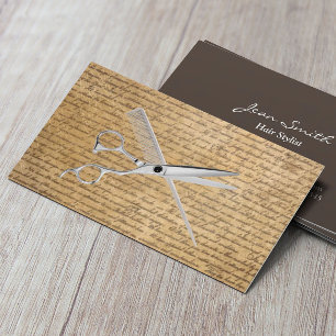 Vintage Scissy & Comb Hair Stylist Business Card Visitenkarte