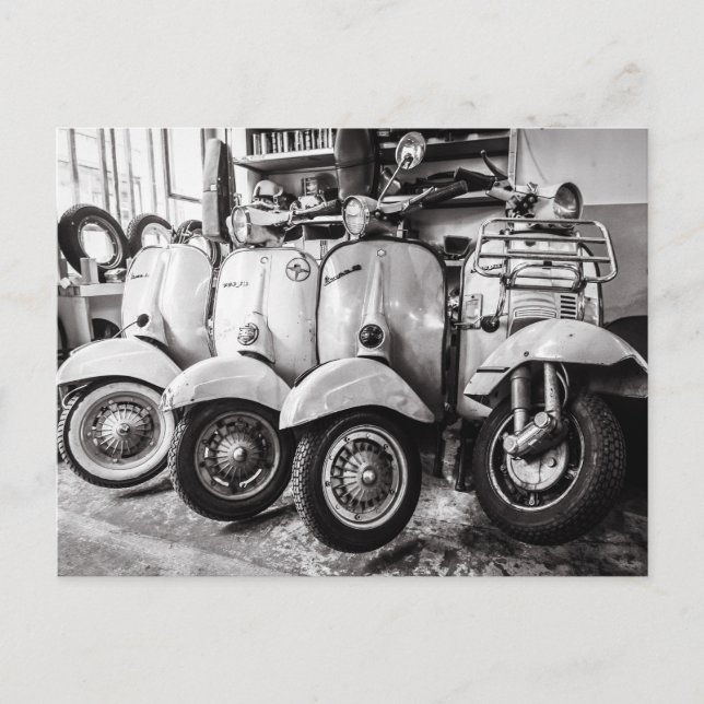 Vintage Scooter-Postkarte | Old Scooter | Paris Postkarte (Vorderseite)