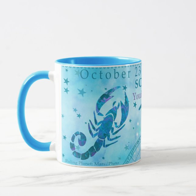 Vintage Scorpio Eigenschaften Personalisiert Tasse (Links)