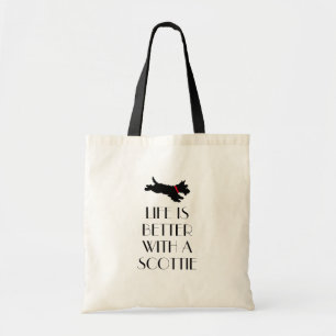 Vintage Scottie-Hund mit personalisiertem Text Tragetasche