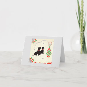 Vintage Scottie Hunde mit Weihnachtsbaum Karte