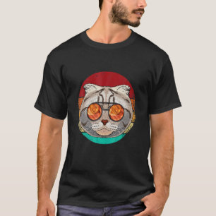 Vintage Scottish Fold Gesicht Katze Retro Kätzchen T-Shirt