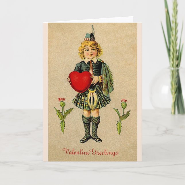 Vintage Scottish Valentine Greeting Card Feiertagskarte (Vorderseite)