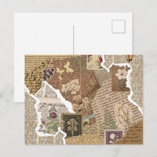 Vintage Scrapbook Collage Antike Ephemera Ästhetik Postkarte