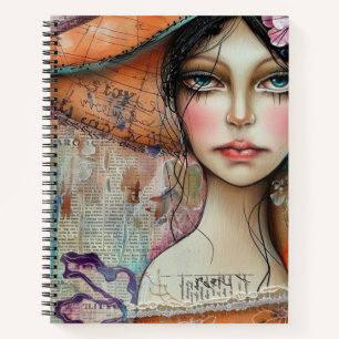 Vintage-Scrapbook-Collage-Gesicht (10) Notizbuch