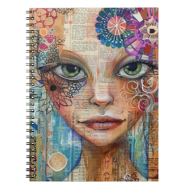 Vintage-Scrapbook-Collage-Gesicht (3) Notizblock (Vorderseite)