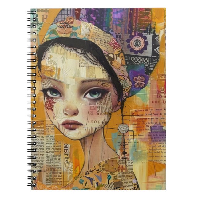 Vintage-Scrapbook-Collage-Gesicht (4) Notizblock (Vorderseite)