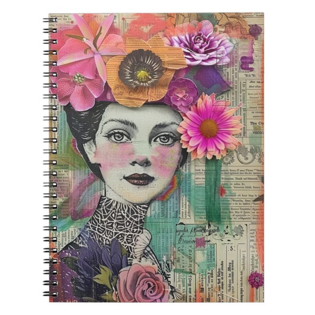 Vintage-Scrapbook-Collage-Gesicht (5) Notizblock (Vorderseite)