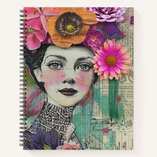 Vintage-Scrapbook-Collage-Gesicht (5) Notizbuch