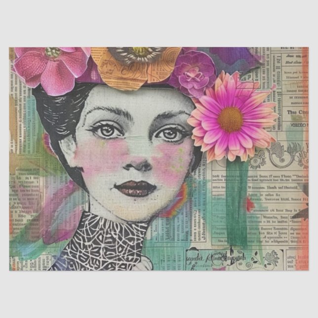 Vintage-Scrapbook-Collage-Gesicht (5) Seidenpapier (Vorderseite)