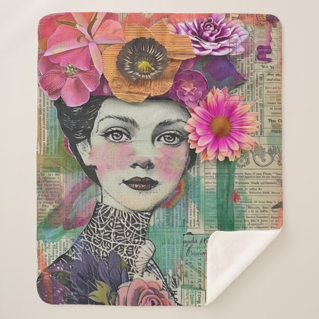 Vintage-Scrapbook-Collage-Gesicht (5) Sherpadecke (Vorderseite)