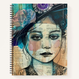 Vintage-Scrapbook-Collage-Gesicht (7) Notizbuch