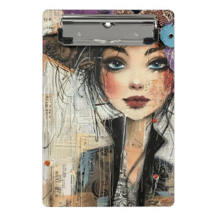 Vintage-Scrapbook-Collage-Gesicht (8) Mini Klemmbrett