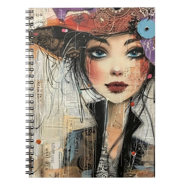 Vintage-Scrapbook-Collage-Gesicht (8) Notizblock (Vorderseite)