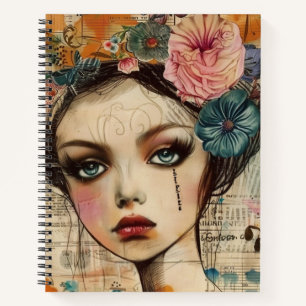 Vintage-Scrapbook-Collage-Gesicht (9) Notizbuch