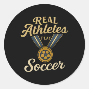 Vintage Script Echte Athleten spielen Fußball Gold Runder Aufkleber