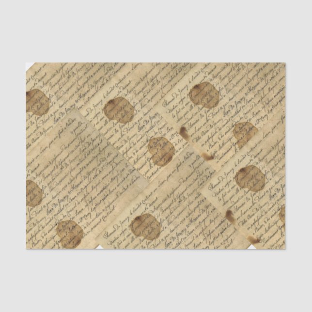 Vintage-Script-Handschrift-Decoupage-Collage  Seidenpapier (Vorderseite)