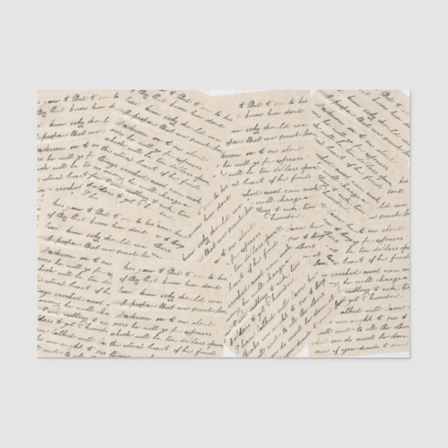 Vintage-Script-Handschrift-Decoupage-Collage Seidenpapier (Vorderseite)