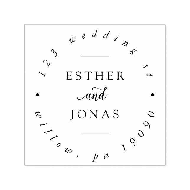 Vintage Script-Hochzeitsadresse Permastempel (Design)