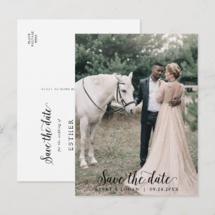 Vintage-Script Light Foto Vorlage Save the Date