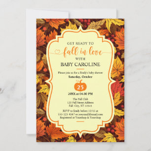 Vintage Script Maple-Blätter Fall Baby-Dusche Einladung