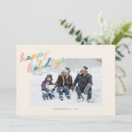 Vintage Script Typografie Pastel Foto Happy Feiertagskarte