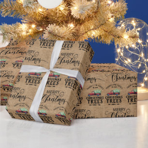 Vintage Script Weihnachten - Roter LKW Geschenkpapier