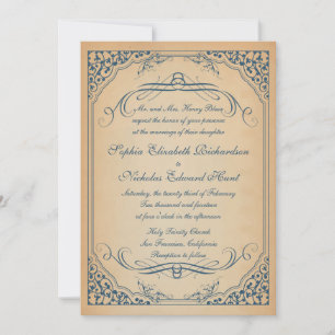 Vintage Scrollrahmen-Hochzeiten Einladung