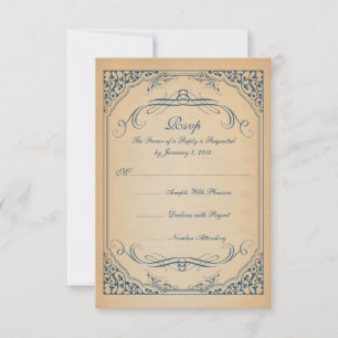 Vintage Scrolls Rahmen Weddong UAWG RSVP Karte