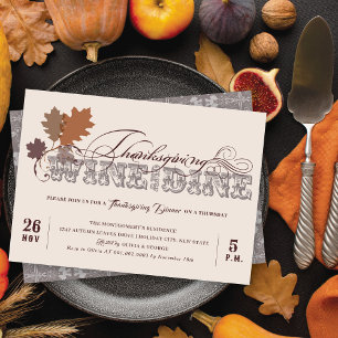 Vintage-Scrolls-Wein-und-Dinner-Thanksgiving-Dinne Einladung
