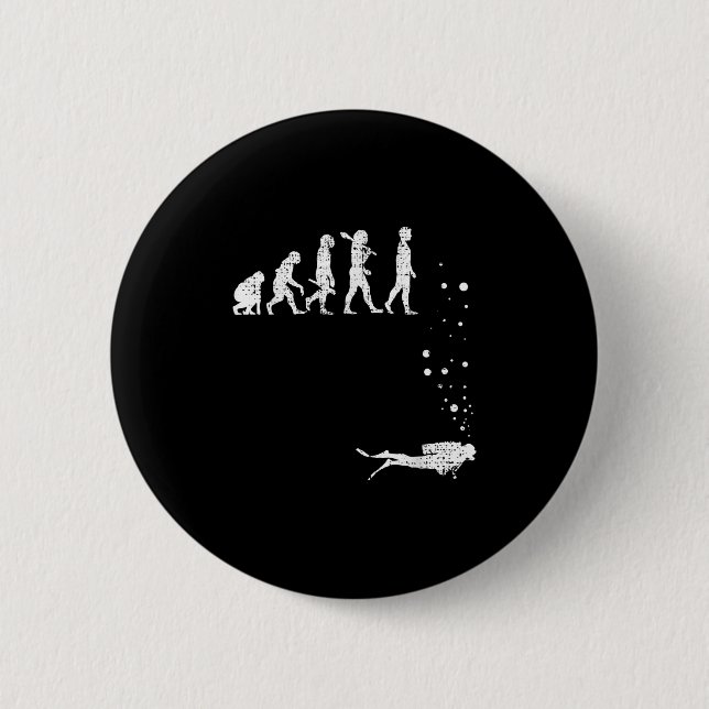 Vintage Scuba Diving Evolution Funny Diver Geschen Button (Vorderseite)