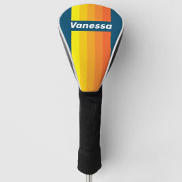 Vintage Sea Sun Pin Stripes with Name Golf Headcover