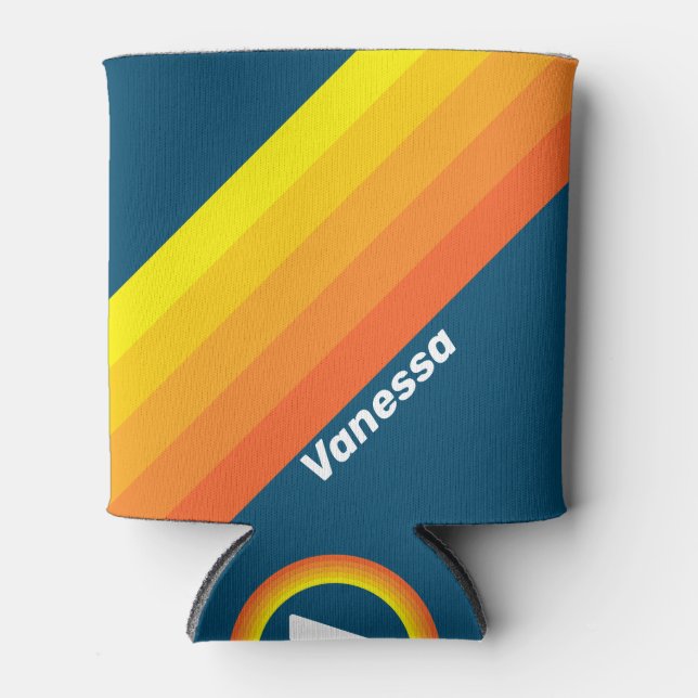 Vintage Sea Sun Stripes with Name Dosenkühler (Vorderseite)