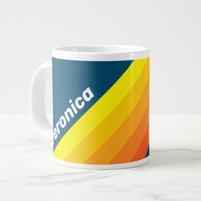 Vintage Sea Sun Stripes with Name Jumbo-Tasse (Vorderseite Links)