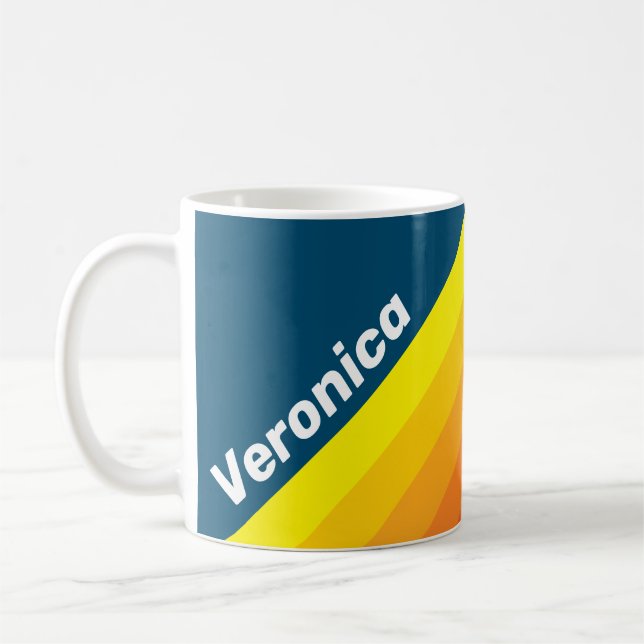 Vintage Sea Sun Stripes with Name Kaffeetasse (Links)