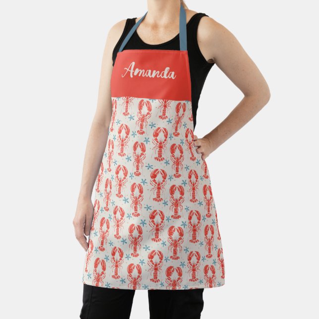 Vintage seafood Personalized Name Apron Schürze (InSitu)