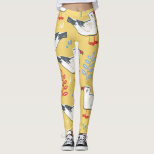 Vintage Seagull-Blätter Naturmuster Leggings