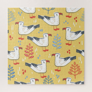 Vintage Seagull-Blätter Naturmuster Puzzle