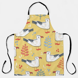 Vintage Seagull-Blätter Naturmuster Schürze