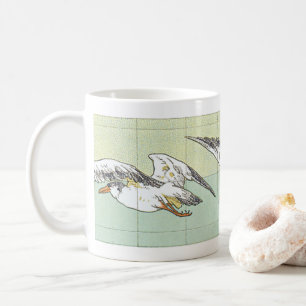 Vintage Seagulls Faux Tile Kaffeetasse