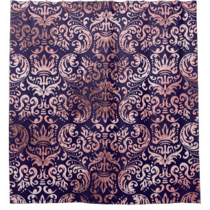Vintage seamless damask rose gold foil classic pat duschvorhang