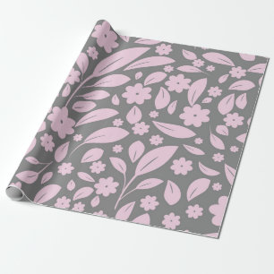 Vintage seamless pattern with pink flowers and lea geschenkpapier