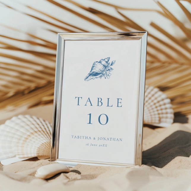 Vintage Seashell-Küstenhochzeit Tischnummer (Von Creator hochgeladen)